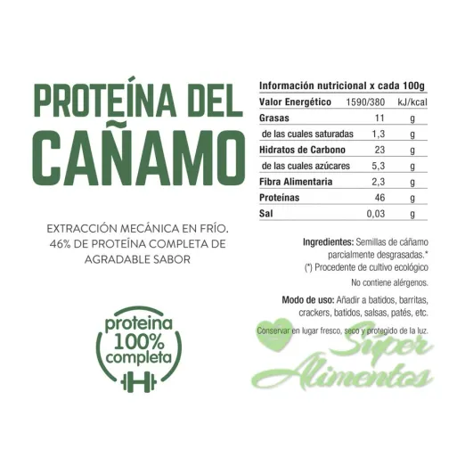 Venta de proteina de cañamo ecológica a granel. Proteina vegana