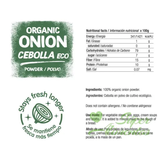 Comprar cebolla deshidratada ecológica en polvo a granel. Comprar cebolla deshidratada ecológica en polvo a granel.