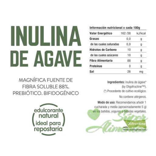 Comprar prebiótico inulina de agave a granel. Fácil de disolver