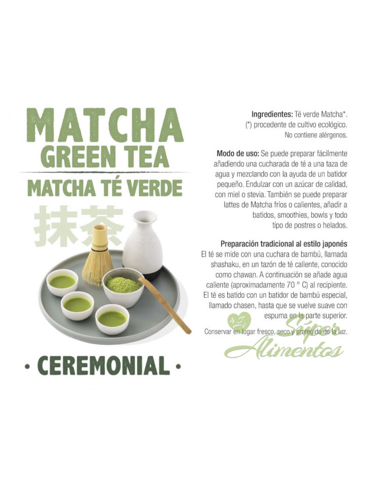 Comprar té matcha CEREMONIAL GRADE ecológico a GRANEL Energy Feelings