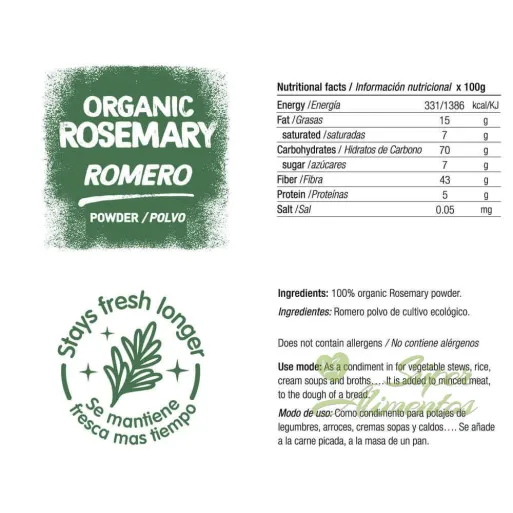 Comprar romero deshidratado ecológico a GRANEL en polvo.