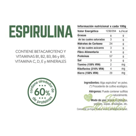 Comprar spirulina a granel ecologica libre de alérgicos. Energy Feelings