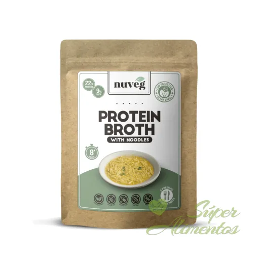 Comprar caldo proteico vegano CON FIDEOS a base de levadura nutricional, marca NUVEG