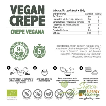 Comprar preparado alimenticio para hacer crepes veganos A GRANEL de Energy Feelings