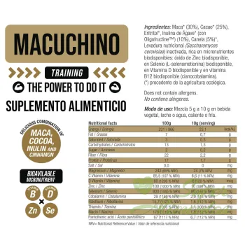 Comprar batido de maca y cacao ecológicos sabor banana.  Macuchino de Energy Feelings