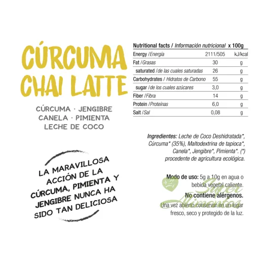 Comprar batido chai latte a granel y ecológico