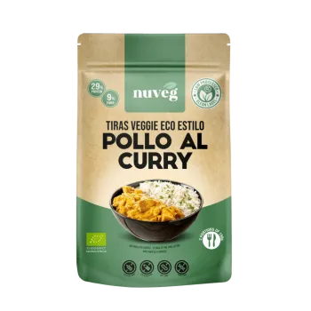 Comprar Pollo vegano al curry Nuveg. Comprar carne vegana a base de proteína vegetal texturizada.
