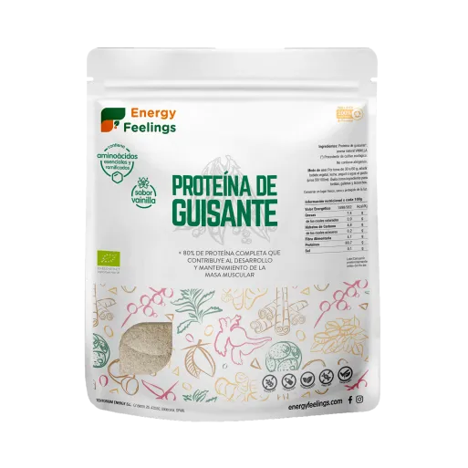 Venta de proteina de guisante ecológica con vainilla.