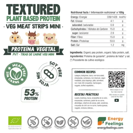 Comprar proteína vegana texturizada en tiras pequeñas a granel