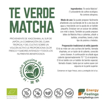 Comprar té matcha ecológico Energy Feelings grado premium