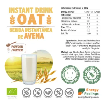 Venta de preparado instantáneo para hacer leche de Avena, ECO, sin gluten, A GRANEL