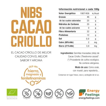 Comprar nibs de cacao ecológico a granel. Trozos de cacao para numerosas recetas