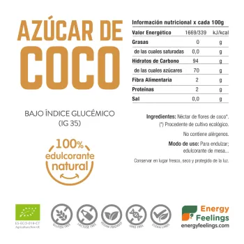 Comprar azúcar de coco ecológico. Superalimento de Energy Feelings