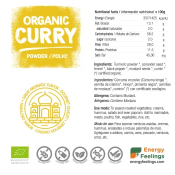 Comprar curry ecológico en polvo a granel.