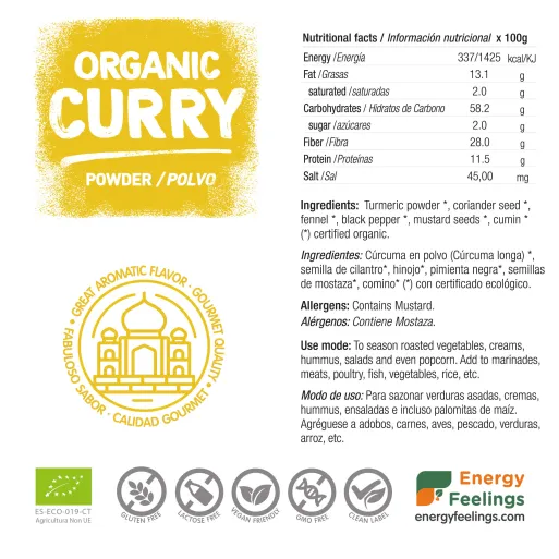 Comprar curry ecológico en polvo a granel.