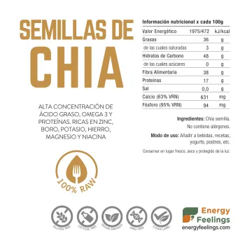 Venta de semillas de chia a granel: propiedades y beneficios. Energy Feelings.