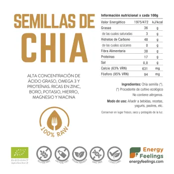 Chía ecológica a granel. Venta online. De Energy Feelings