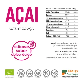 Comprar polvo de açai ecologico a GRANEL Energy Feelings