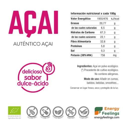 Comprar polvo de açai ecologico a GRANEL Energy Feelings