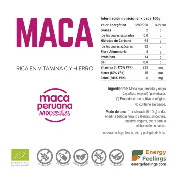 Comprar maca ecológica a granel. Superalimento de Energy Feelings.