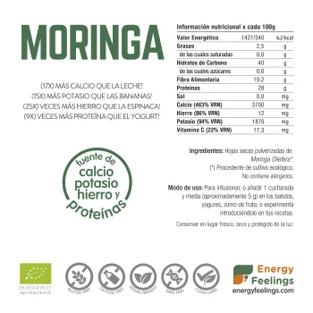 Moringa ecológica a granel de Energy Feelings.