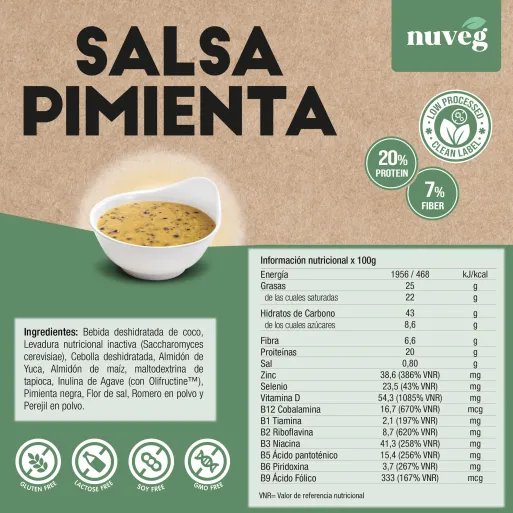 Comprar salsa vegana a la pimienta de nuveg.