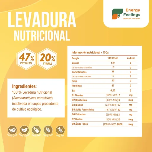 Comprar copos de levadura nutricional bland. Rica en proteina y Vitaminas del grupo B