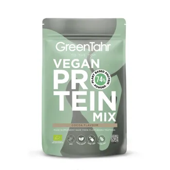 Comprar proteína vegana ecológica y cruda a base de proteínas de arroz, guisante y cáñamo con sabor cacao