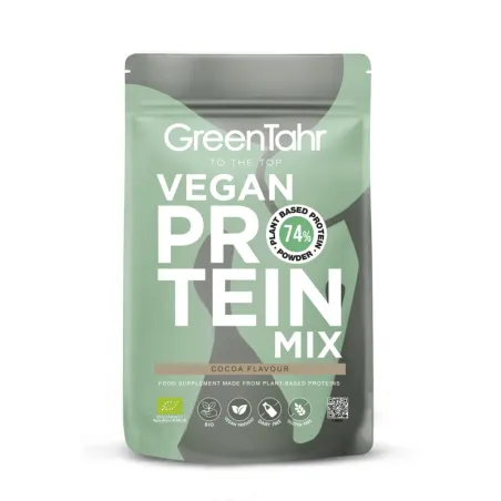 Comprar proteína vegana ecológica y cruda a base de proteínas de arroz, guisante y cáñamo con sabor cacao